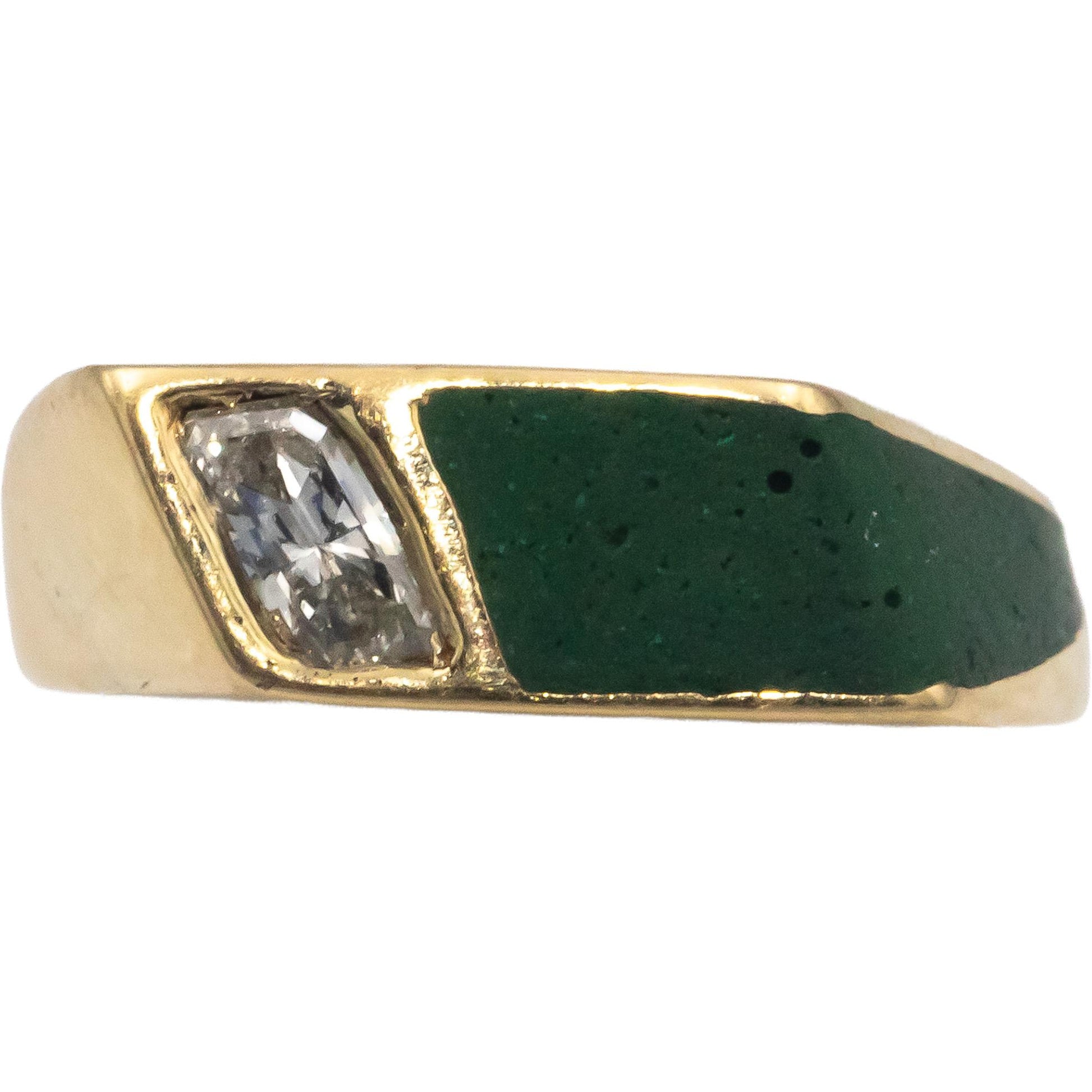 14k Yellow Gold 0.32CT VS Diamond and Green Stone Ring Size 5.5