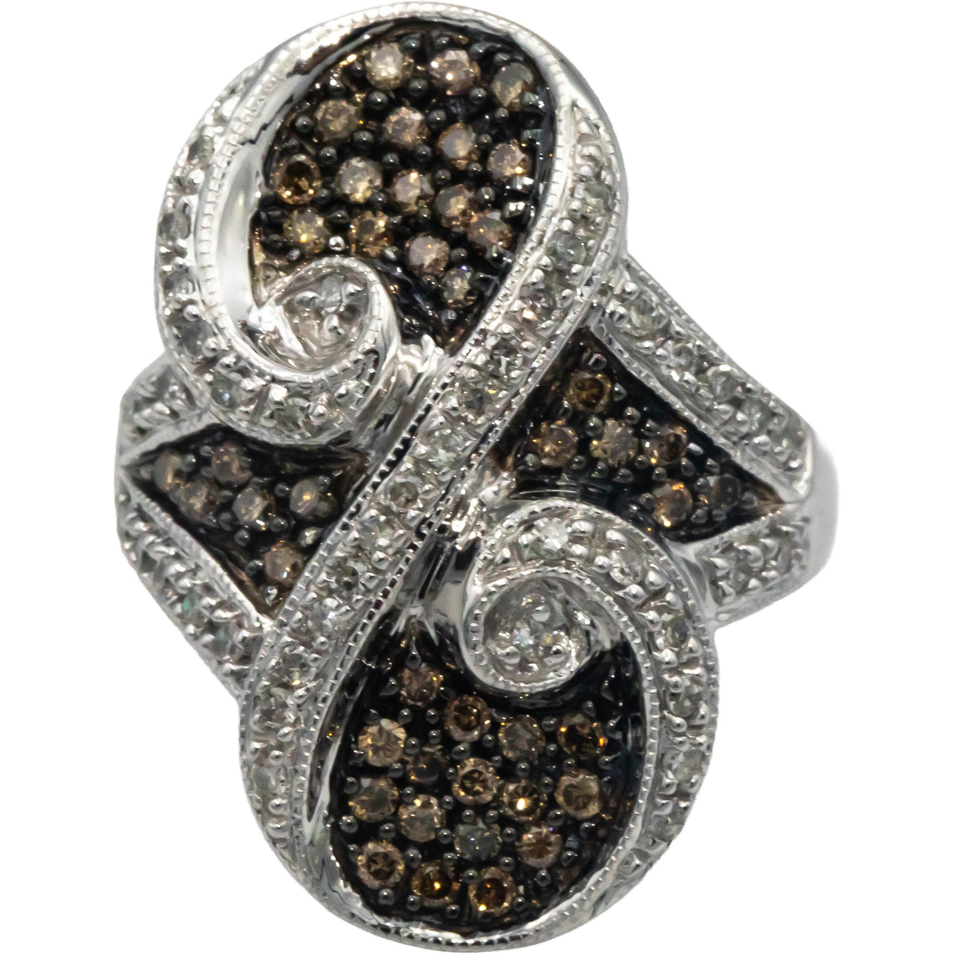 10k White Gold Jewelry 1.25CT Diamond Cluster Cocktail Ring Size 7