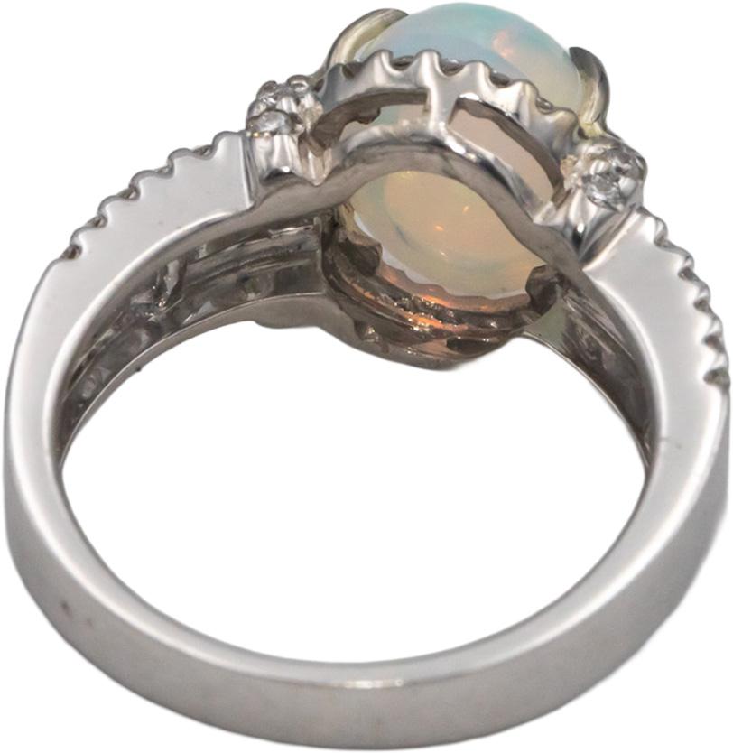 M. CHRISTOFF 14k White Gold 2.93CT Diamond and Opal Ring Size 6.25