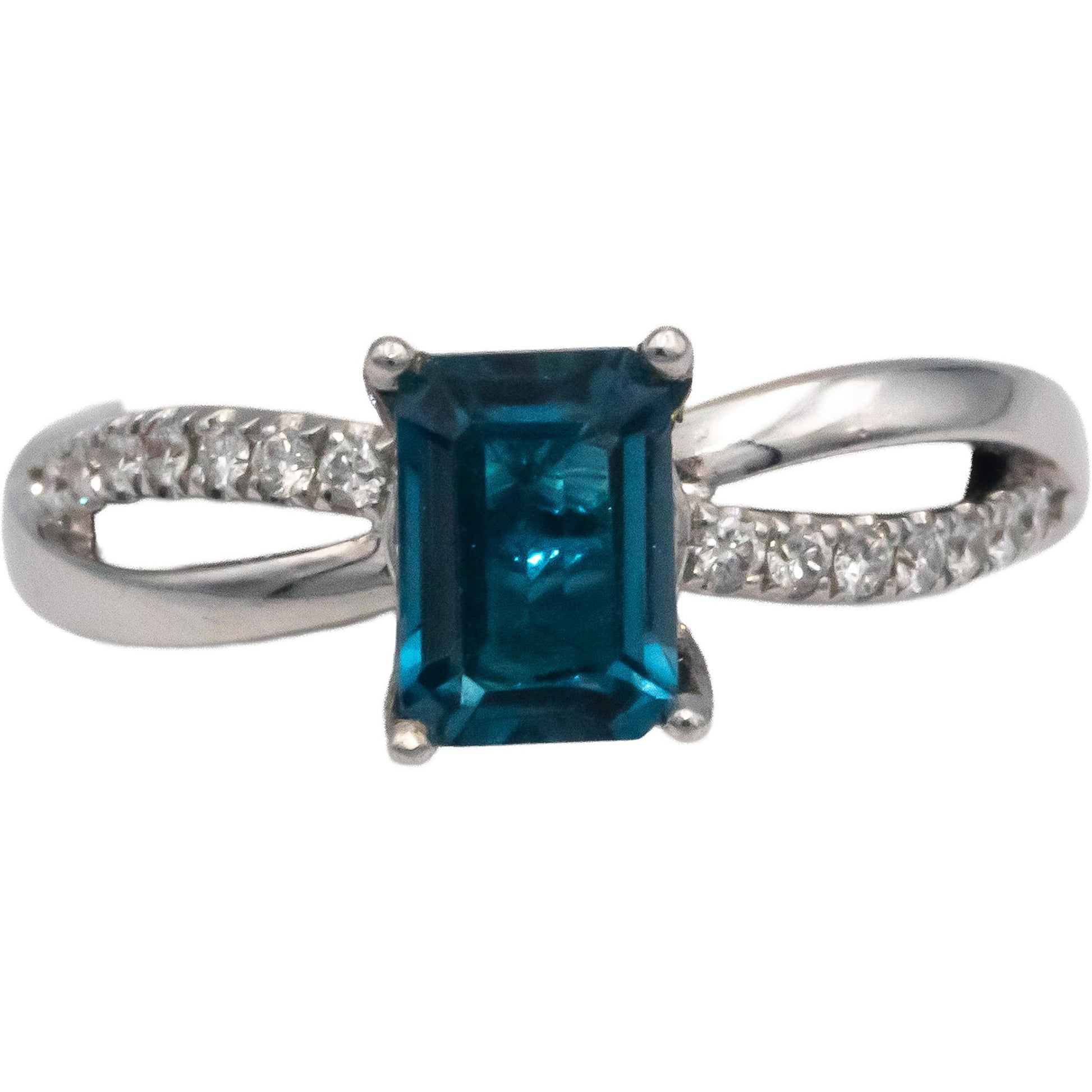 14k White Gold Jewelry 1.43CT Diamond and Topaz Ring Size 6
