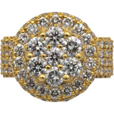 14k Yellow Gold Lab Grown Round Diamond Pave Cluster Ring 8.0CT Size 8.5