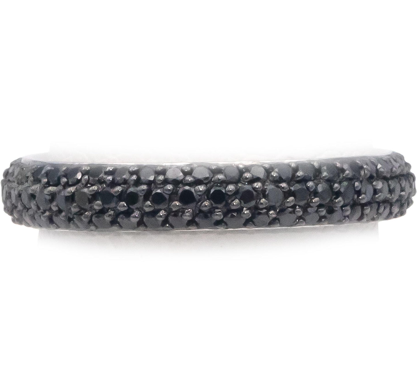 18k White Gold 0.75CT Round Cut Black Diamond Eternity Band Ring Size 5.75