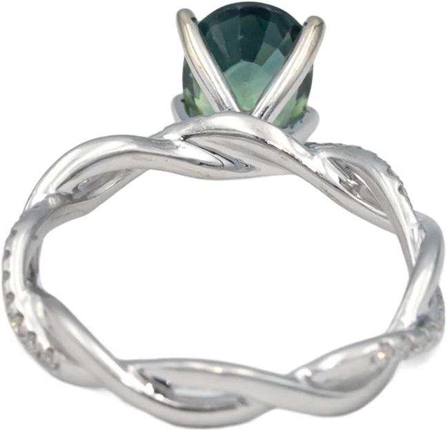 14k White Gold 1.83CT Diamond and Bi-Color Sapphire Ring Size 6