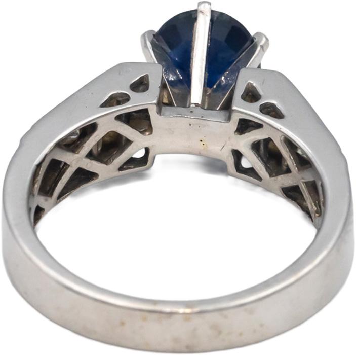 18k White Gold 3.01CT VS Princess Diamond and Oval Sapphire Ring Size 7