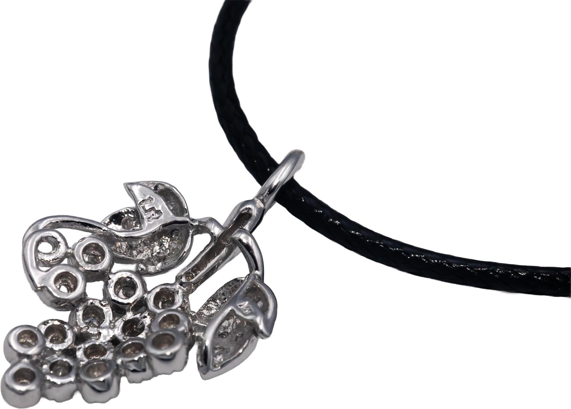 14k White Gold 0.20CT VS Single Cut Diamond Floral Pendant Necklace