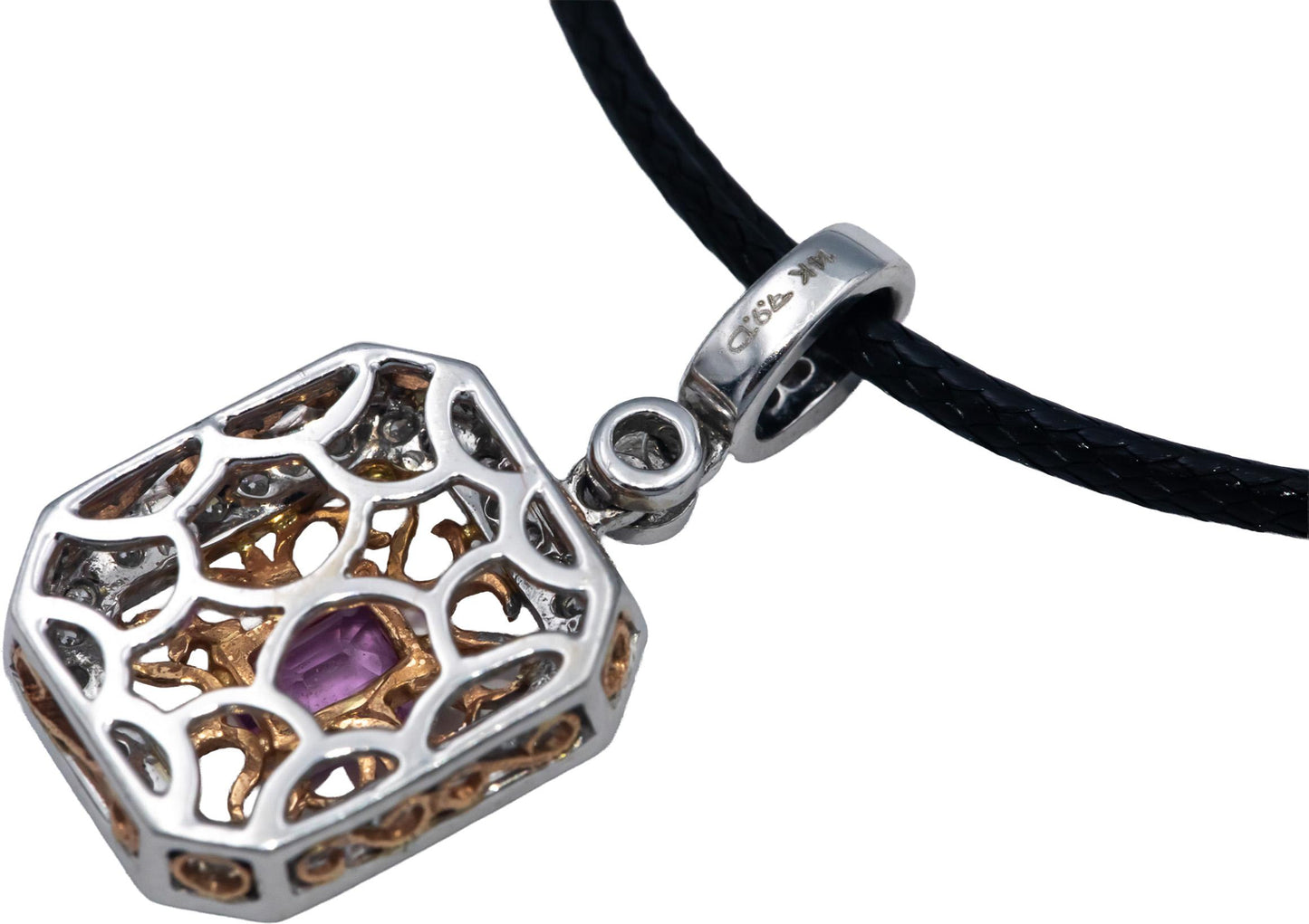 14k White and Rose Gold 0.60CT Diamond & Pink Sapphire Pendant Necklace