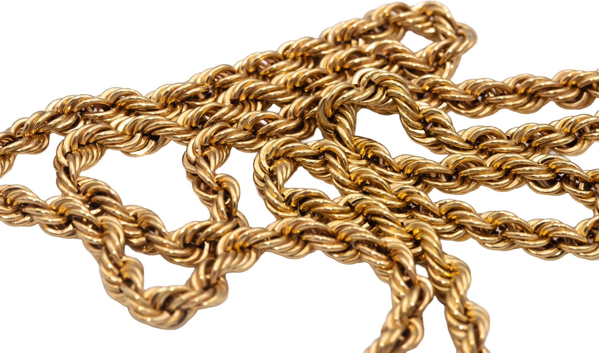 14k Yellow Gold 28.5" Long/3.5mm Wide Semi-Solid Twisted Rope Chain Necklace