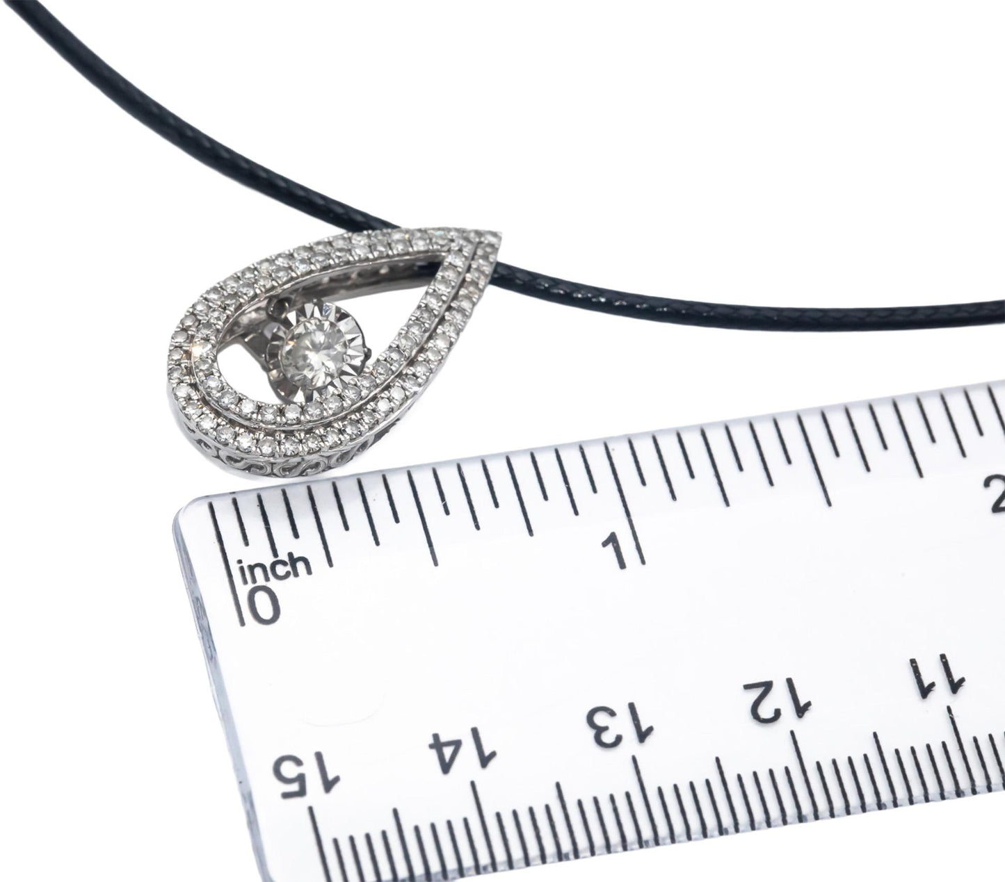 14k White Gold 1.0CT VS Diamond Pendant Necklace w/ 0.25CT Center