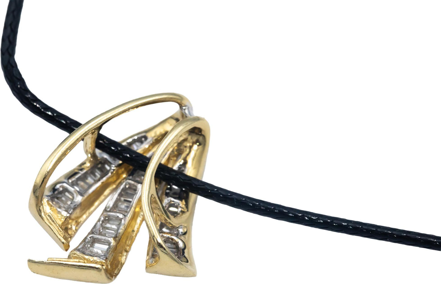 14k Yellow Gold 0.75CT Baguette Cut Diamond Slide Pendant Necklace