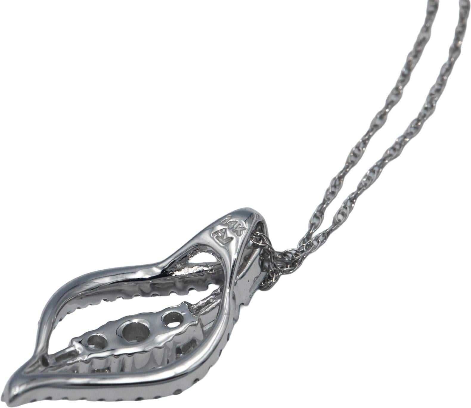 14k White Gold Jewelry 0.50CT Round Cut Diamond Pendant Necklace