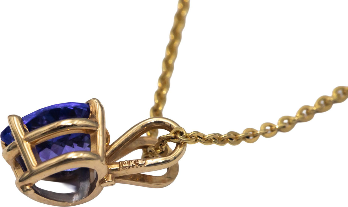 14k Yellow Gold 1.50CT Heart Cut Tanzanite Solitaire Pendant Necklace