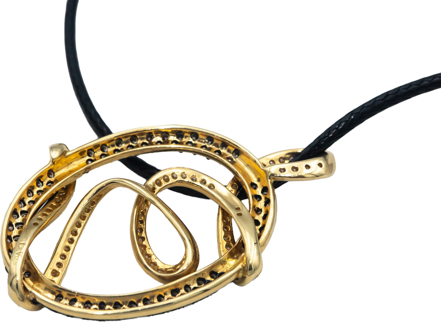 LE VIAN 14k Yellow Gold 1.75CT White and Champagne Diamond Loop Pendant Necklace