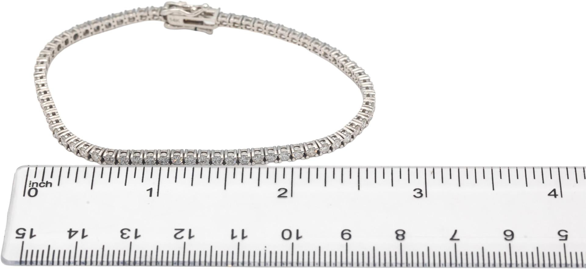 14k White Gold Jewelry 2.90CT Round Cut Prong Set Diamond Tennis Bracelet
