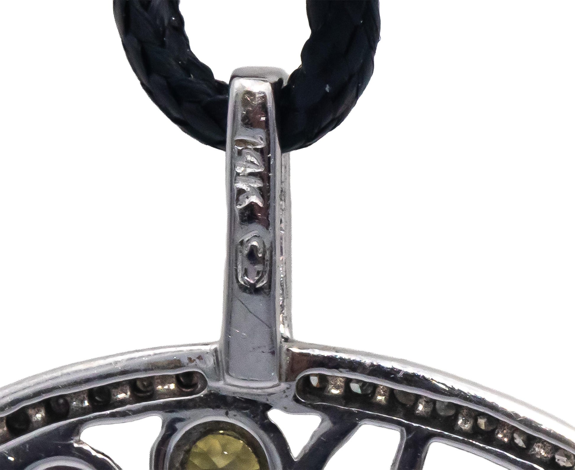 14k White Gold 3.50CT Round Cut Diamond & Rainbow Sapphire Floral Pendant