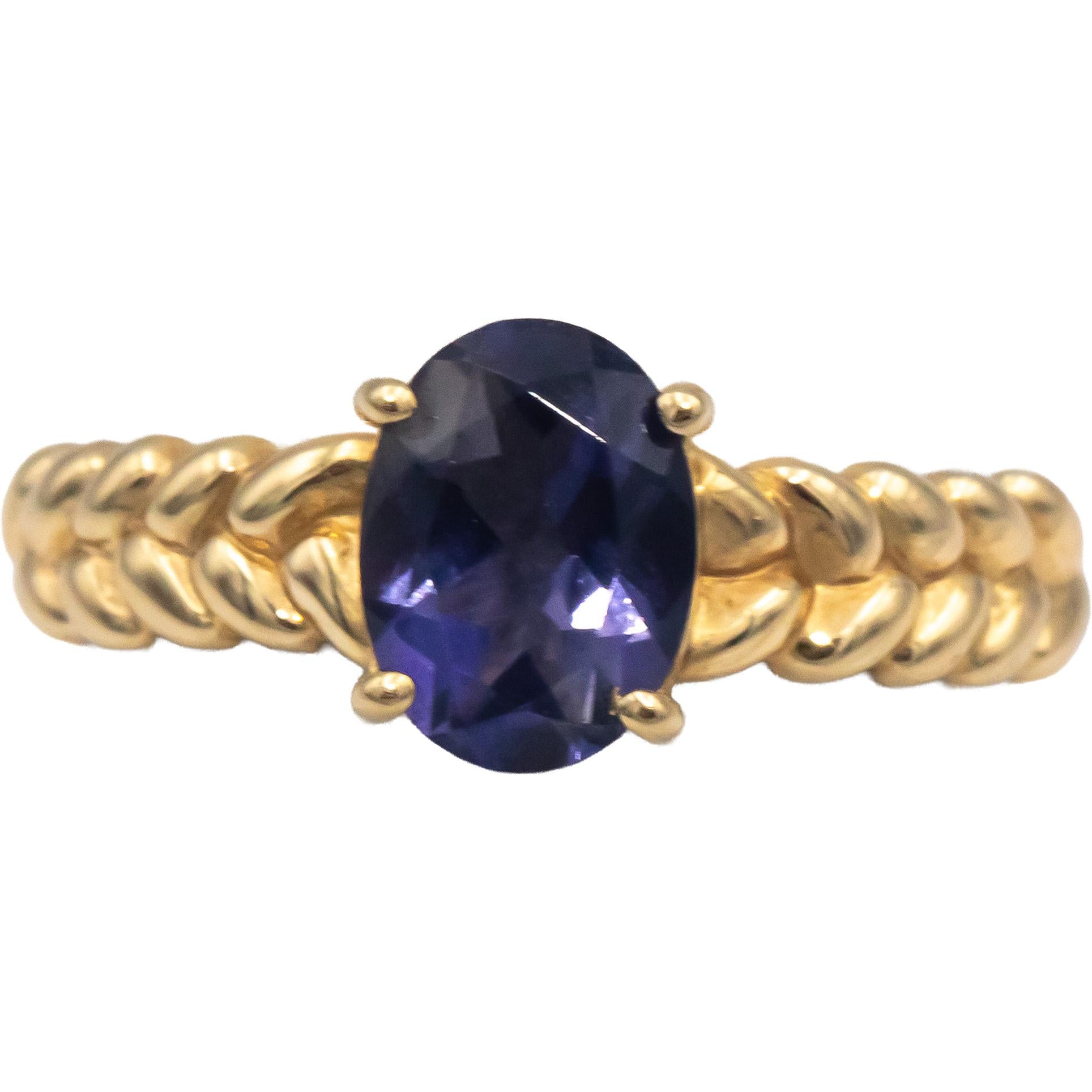 10k Yellow Gold 1.50CT Oval Cut Amethyst Solitaire Cocktail Ring Size 7