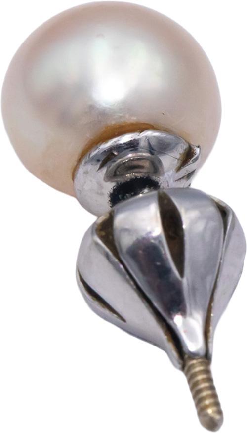 Antique 10k White Gold Jewelry 8.5mm Pearl Stud Earrings w/ Custom Backs