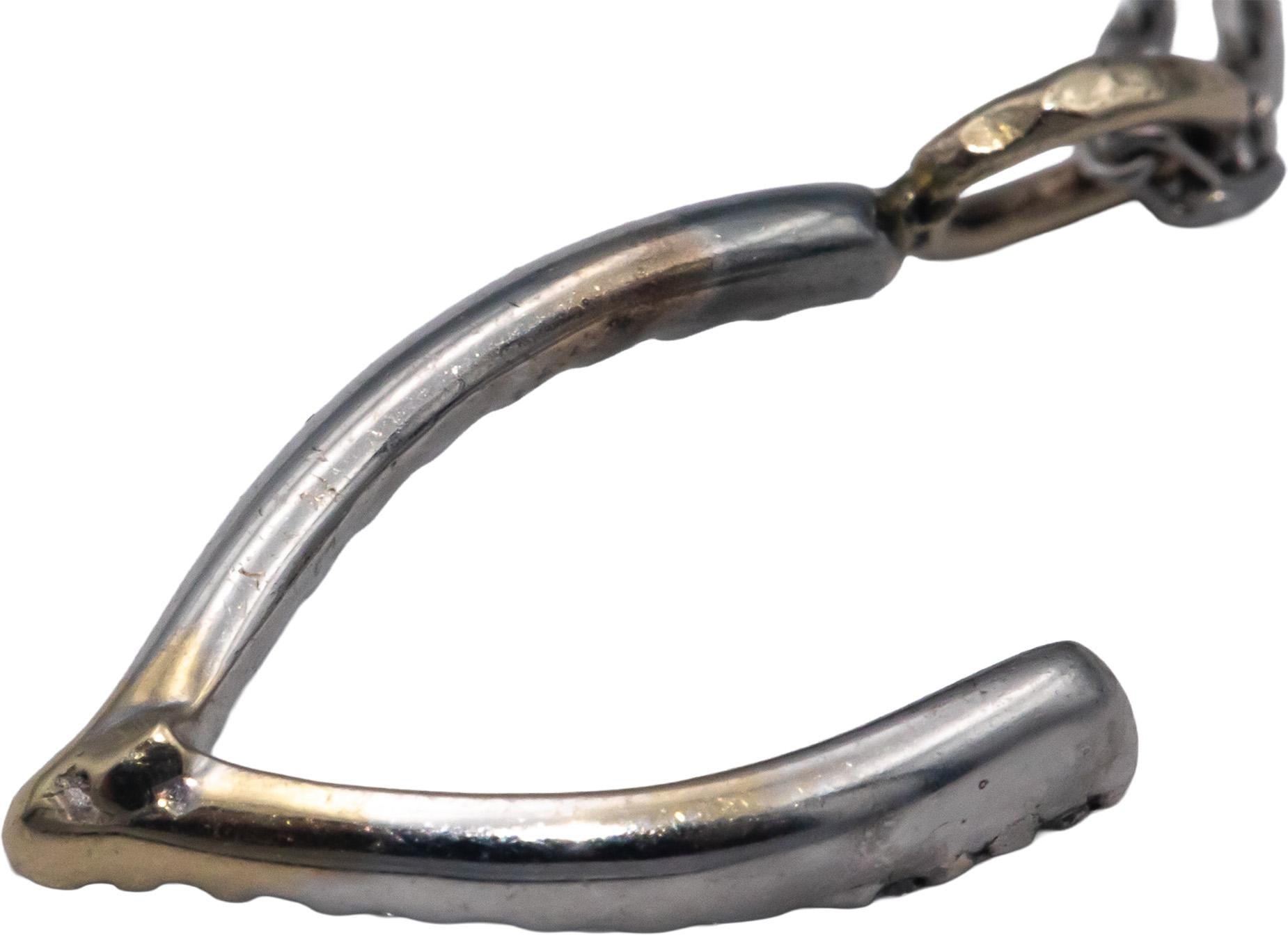 18k White Gold 0.10CT Round Cut Diamond Wishbone Pendant Necklace Chain