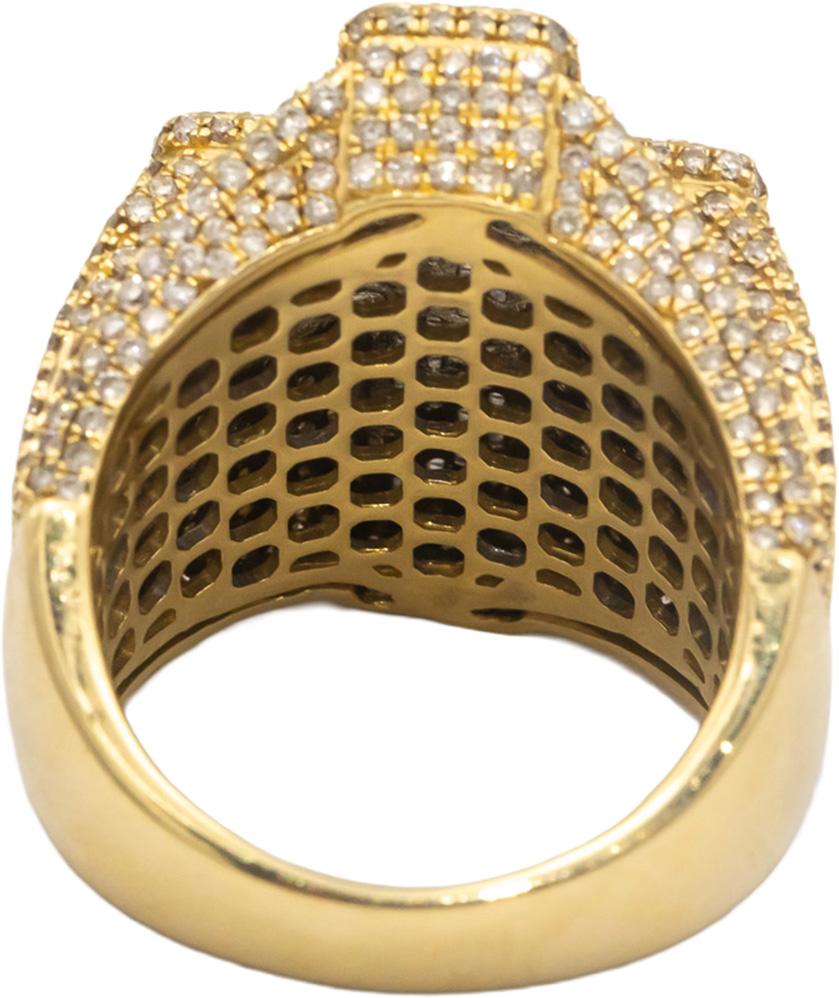 14k Gold Baguette & Round Diamond Iced Out Cross Crucifix Ring 3.0CT Size 10.5