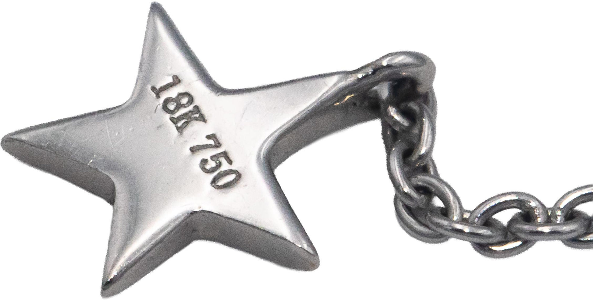 18k White Gold 0.10CT VS Round Cut Diamond Star Necklace w/ Adjustable Clasp