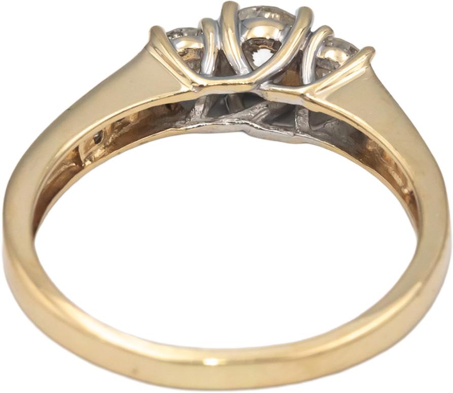 Diamond Round Cut 10k Yellow Gold Three-Stone Trilogy Ring 0.75CT Size 9.5