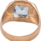 Vintage Antique Blue Topaz 10k Rose Gold Solitaire Cocktail Ring Size 6.5