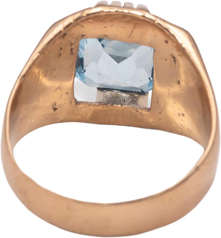 Vintage Antique Blue Topaz 10k Rose Gold Solitaire Cocktail Ring Size 6.5