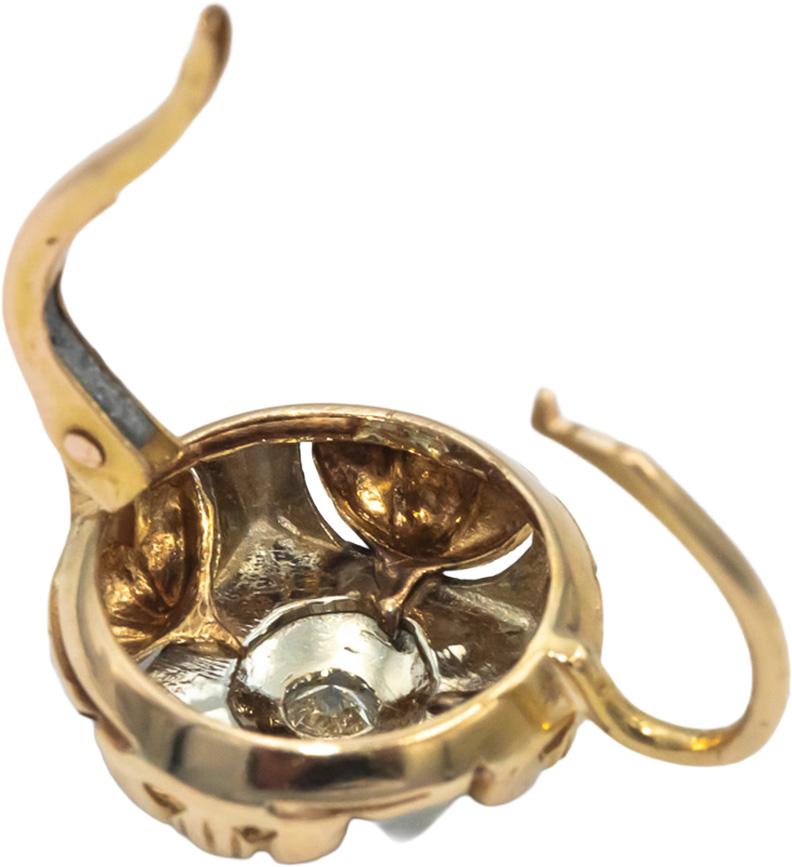 Vintage Antique 18k Yellow & White Gold Diamond Dangle Earrings 0.20CT