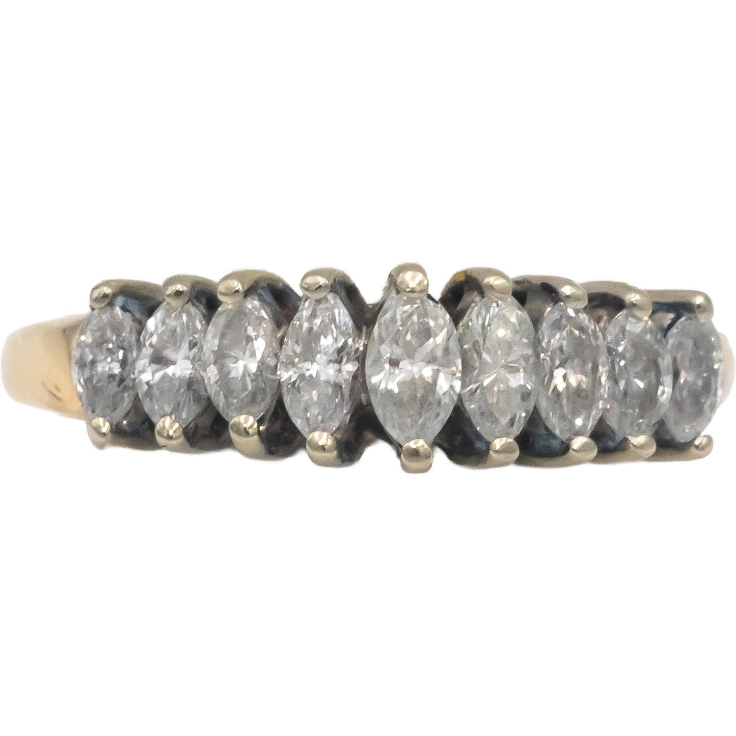 Diamond Marquise Cut 14k White Yellow Gold Anniversary Band Ring 1.0CT Size 7.5