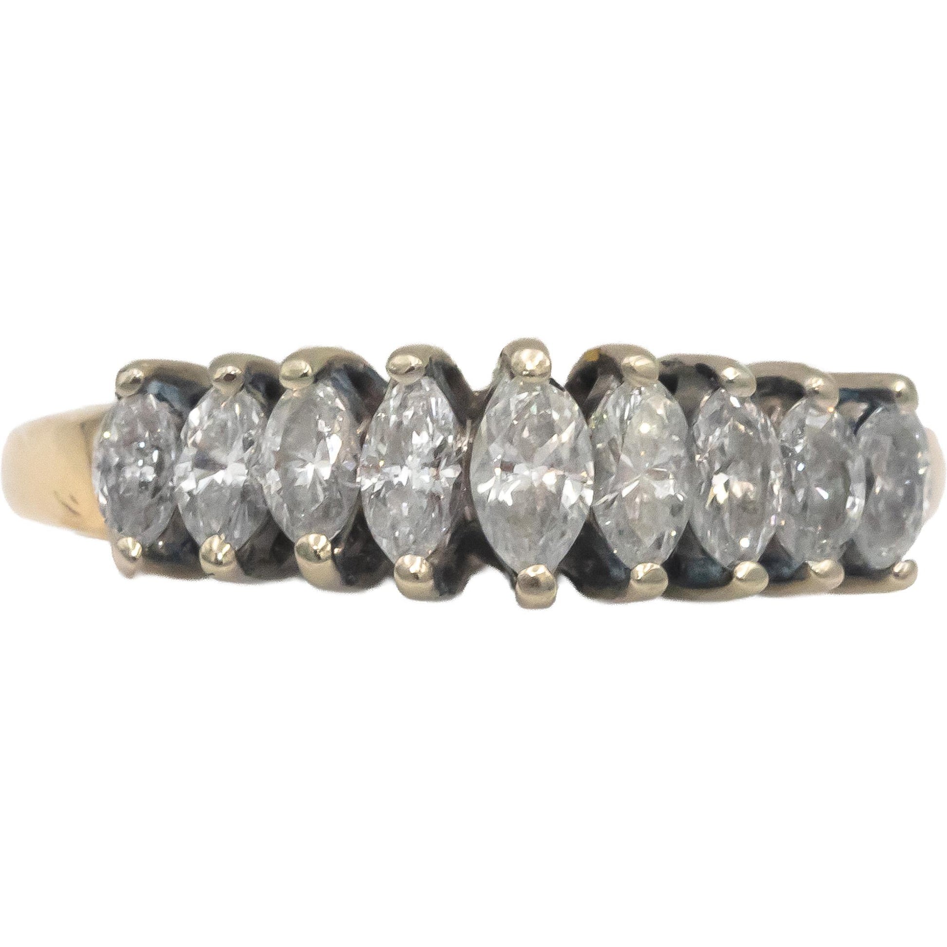 Diamond Marquise Cut 14k White Yellow Gold Anniversary Band Ring 1.0CT Size 7.5