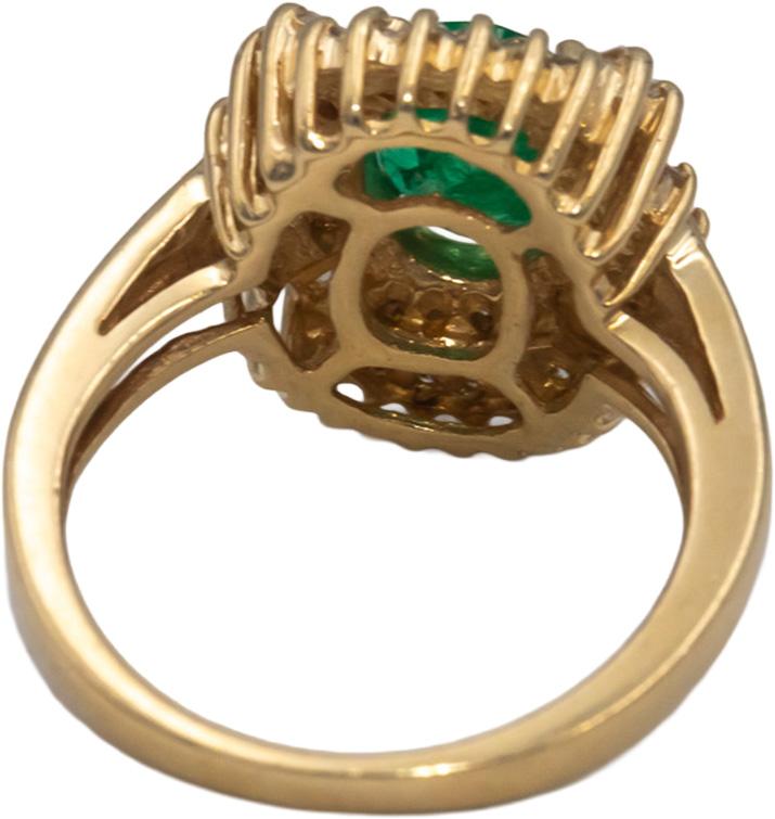 Diamond and Emerald 14k Yellow Gold Halo Cocktail Ring 1.40CT Size 5