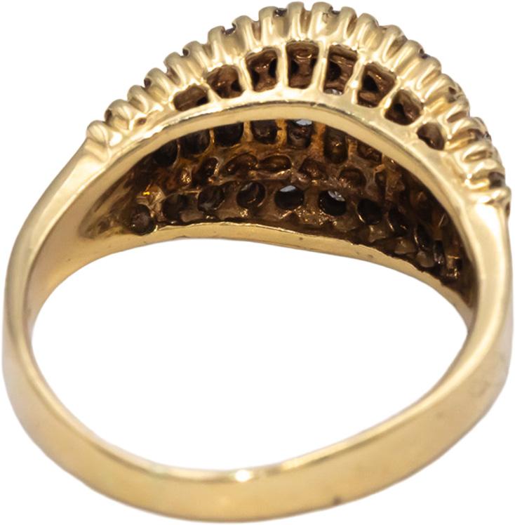 14k Yellow Gold Baguette & Round VS Diamond Cocktail Ring 0.60CT Size 6.75