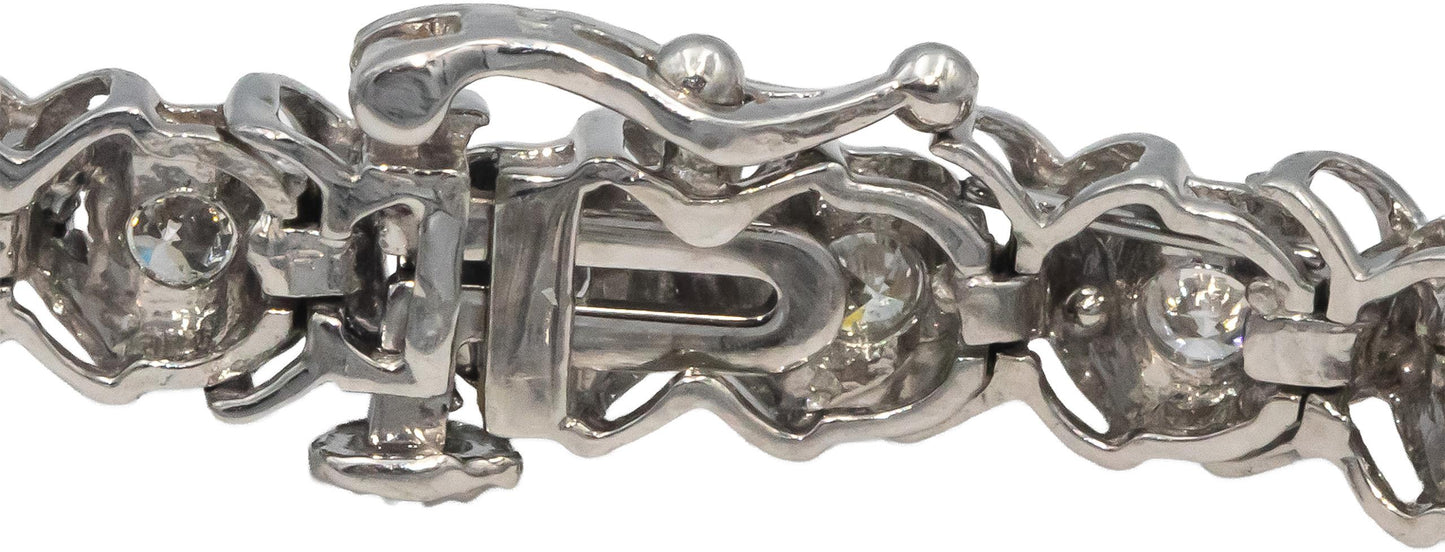 10k White Gold Round Diamond X-Link Tennis Bracelet 3.0CT