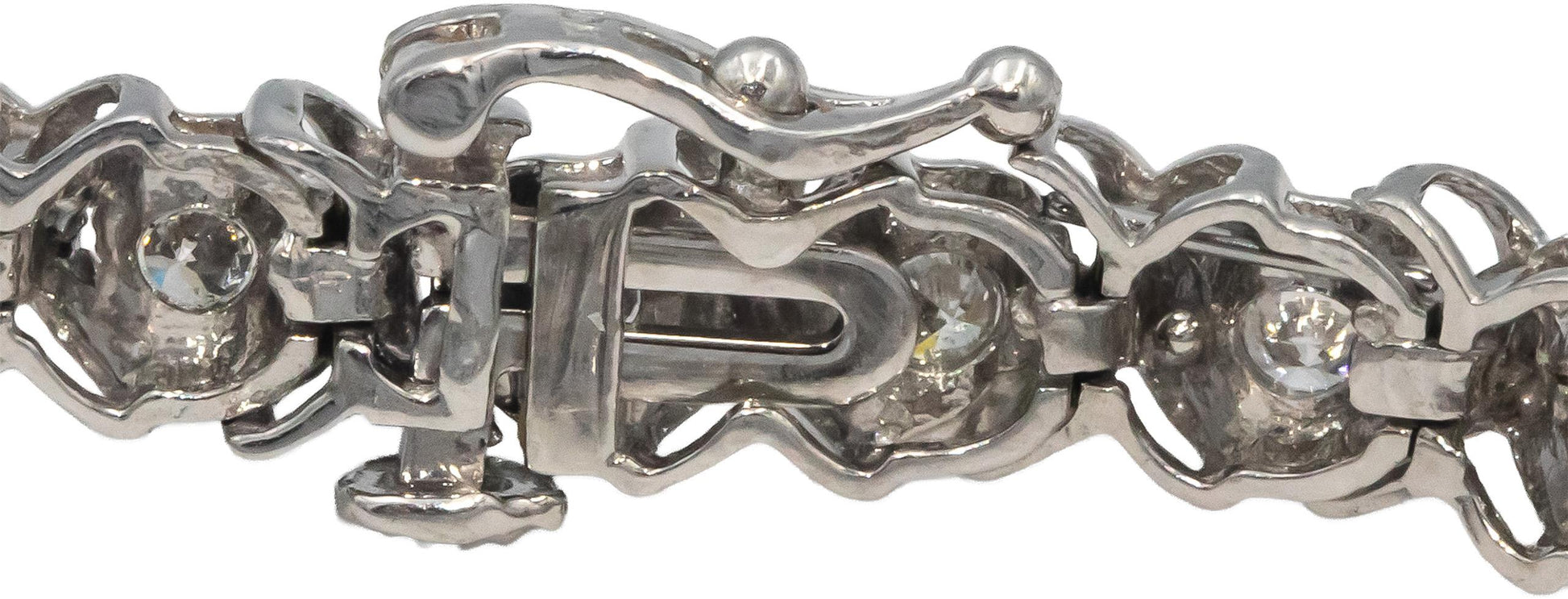 10k White Gold Round Diamond X-Link Tennis Bracelet 3.0CT