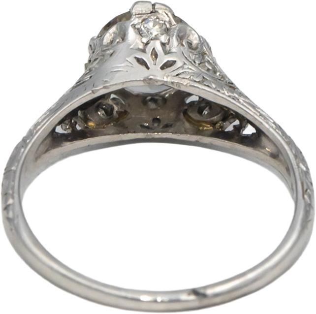Vintage Antique Platinum Old Euro Diamond Filigree Ring 1.20CT Size 6