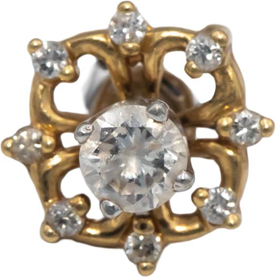 14k White & Yellow Gold Round Diamond Stud Earrings w/ Jacket Enhancers 0.60CT