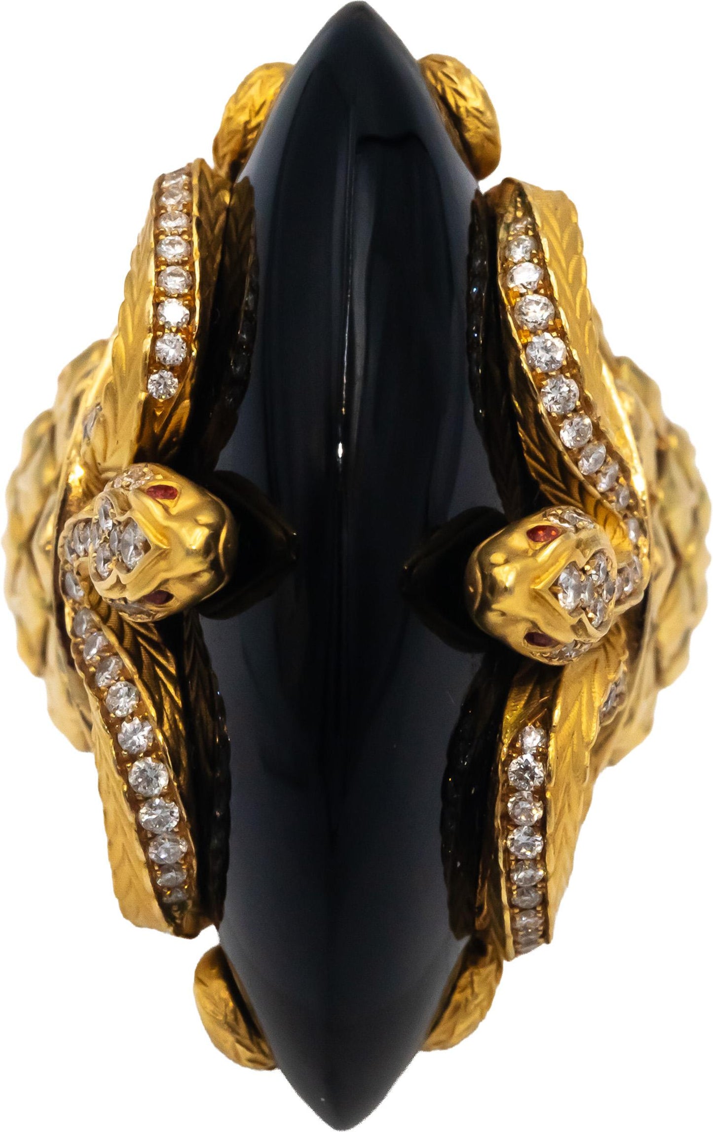 CARRERA Y CARRERA 18k Gold Diamond Sapphire Onyx Abanico Ring 37.20CT $19500