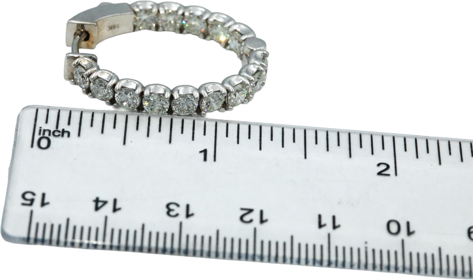 14k White Gold VS Round Diamond Inside Out Oval Hoop Earrings 5.34CT