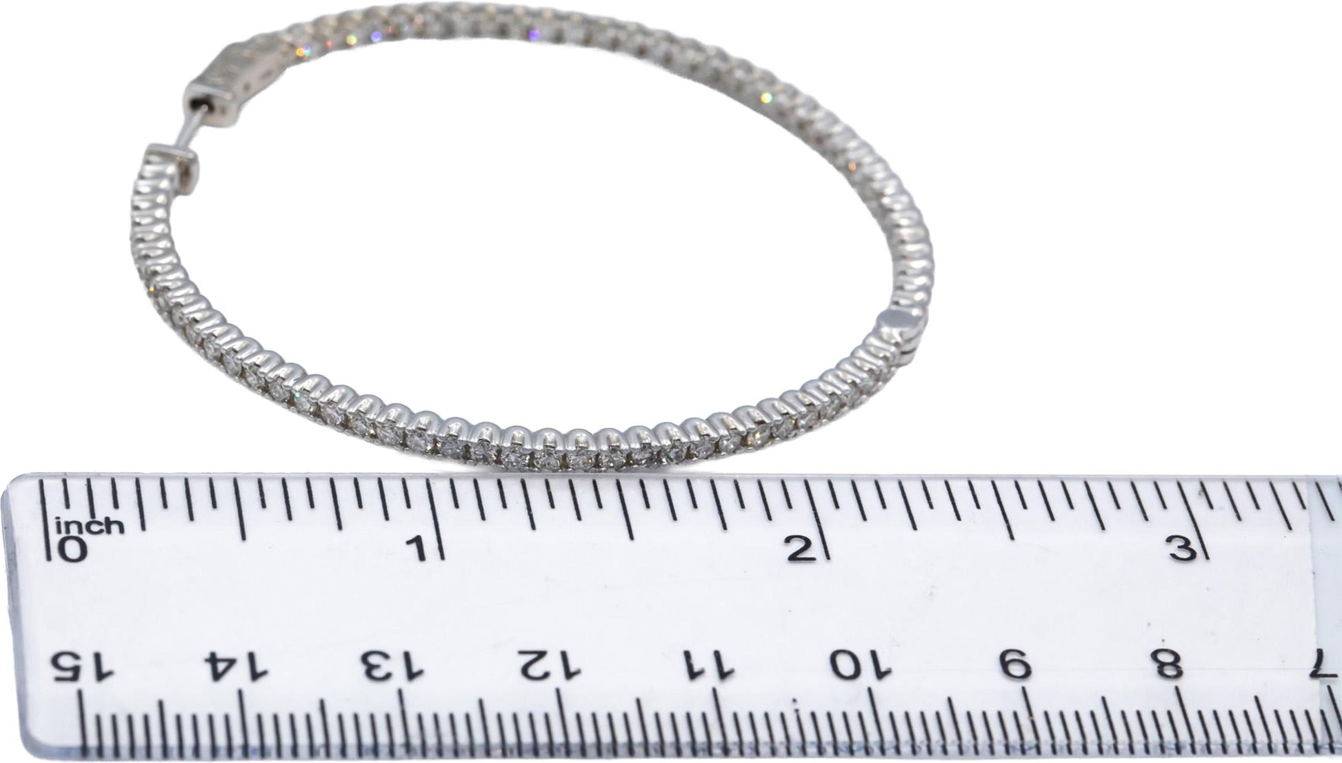 14k White Gold Round Diamond Inside Out Circle Jumbo Hoop Earrings 3.85CT