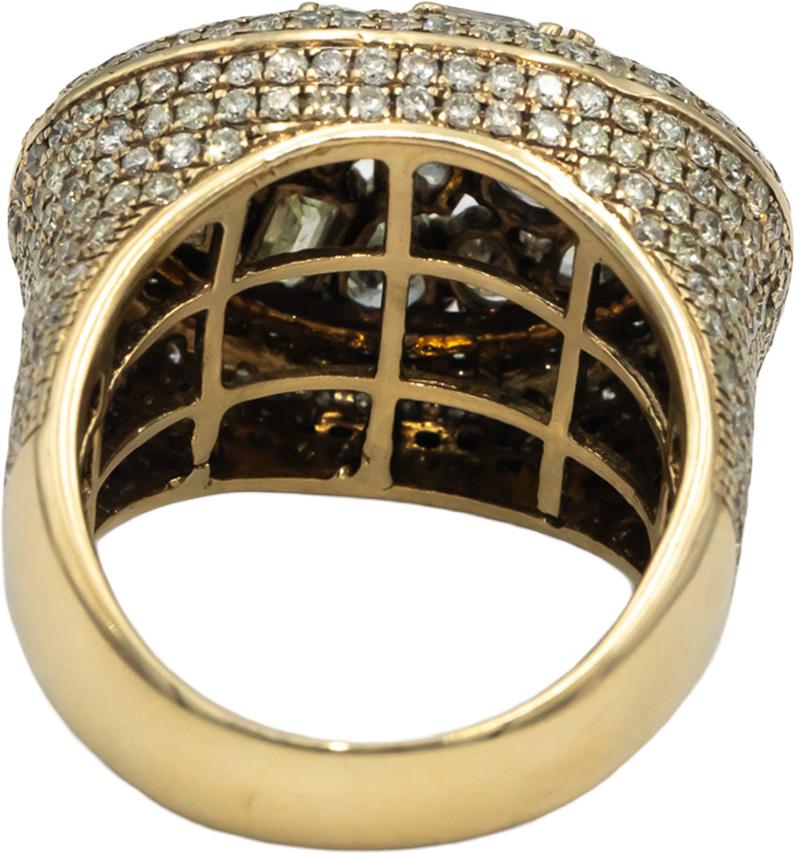 10k Yellow Gold Muti Shape Diamond Cluster Cocktail Ring 5.0CT Size 8.75