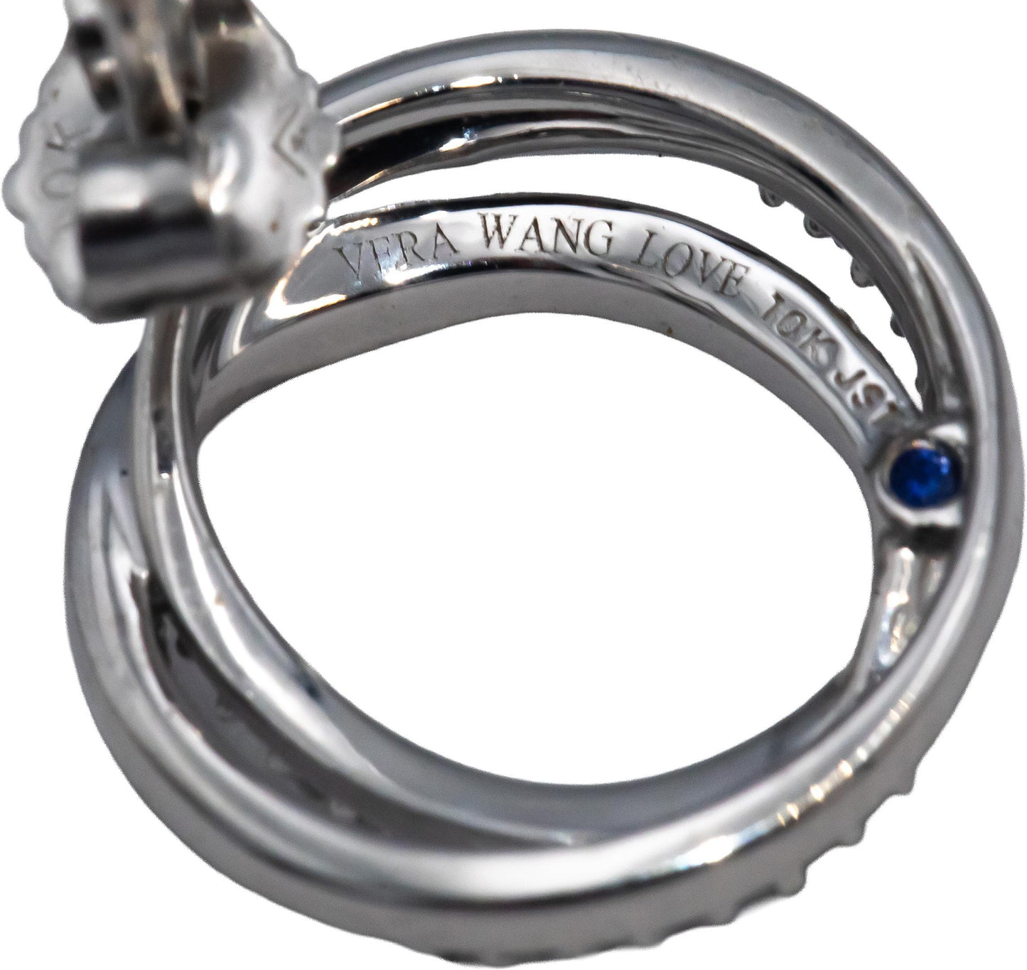 VERA WANG LOVE 10k White Gold Round Diamond Double Circle Stud Earrings 0.33CT