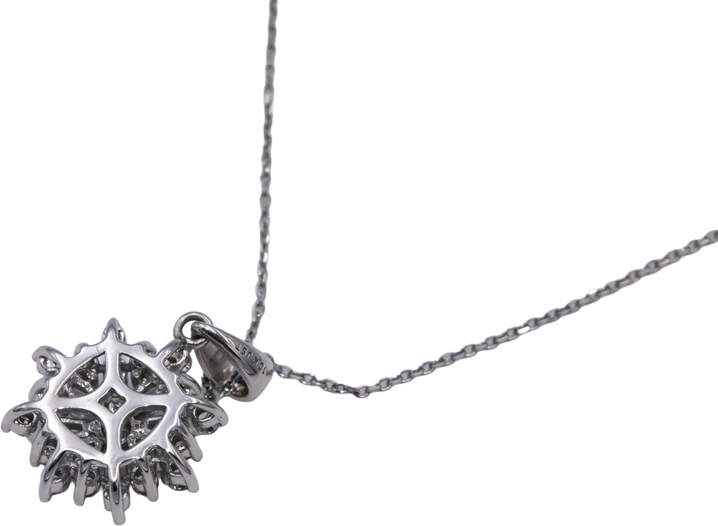 10k Gold Round Baguette Marquise Cut Diamond Snowflake Pendant Necklace .50CT