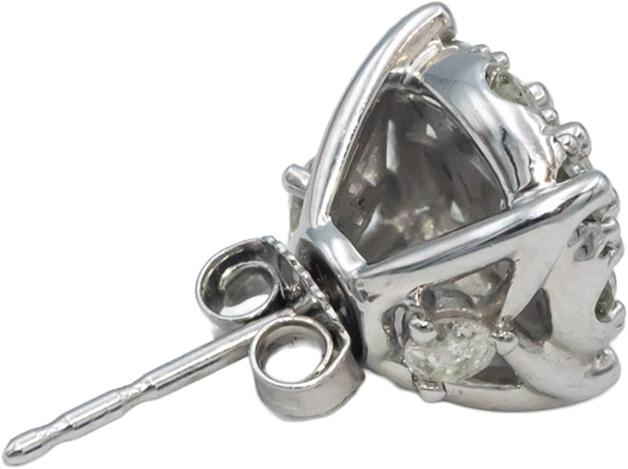 Round Diamond 10k White Gold Cluster Stud Earrings 1.20CT