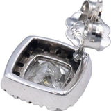 14k White Gold Princess & Round Diamond Stud Earrings 1.74CT w/ 1.54CT Centers
