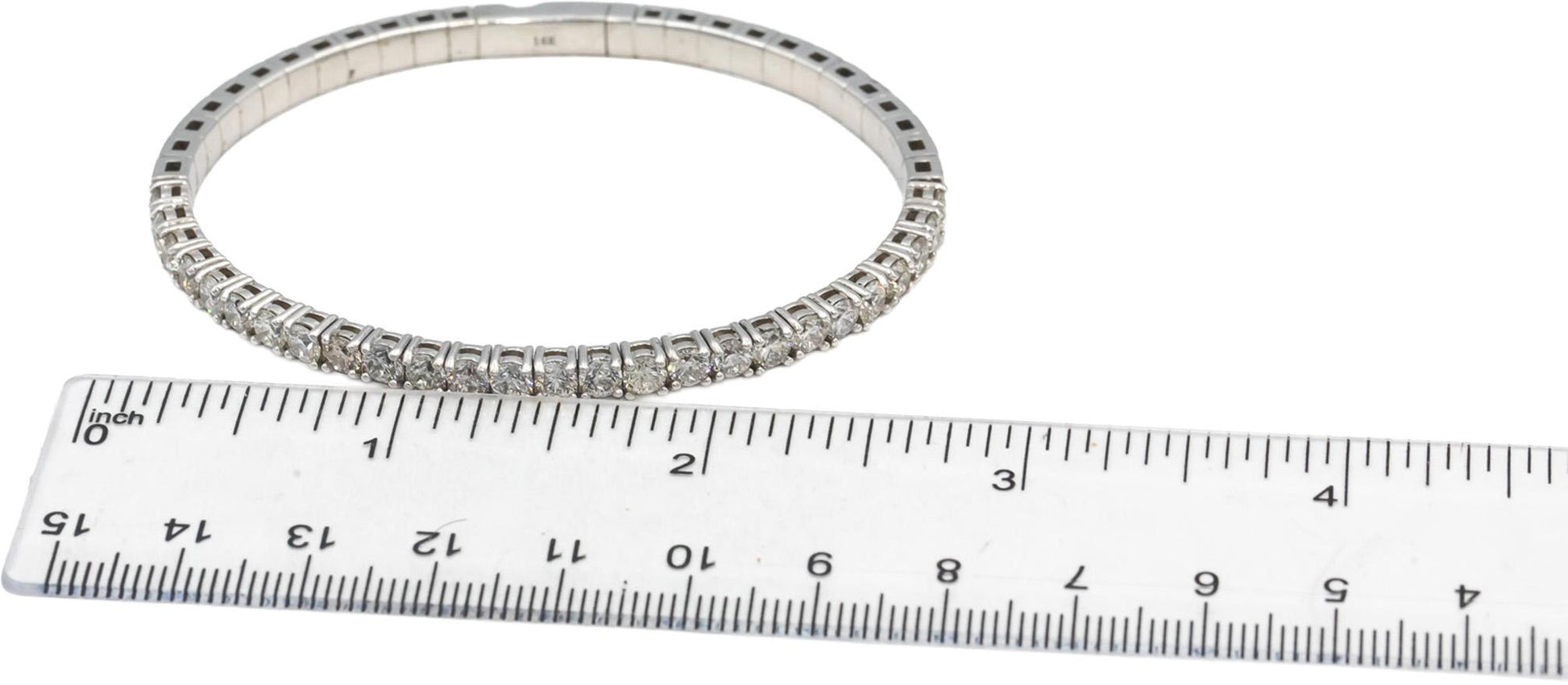 14k White Gold Round Diamond Flexible Bangle Bracelet 4.83CT