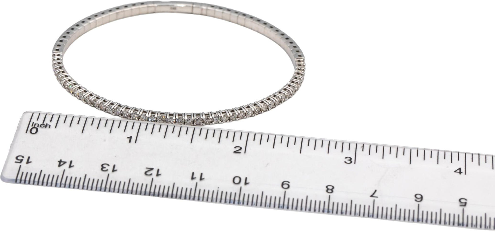 14k White Gold VS Round Diamond Flexible Bangle Bracelet 1.54CT