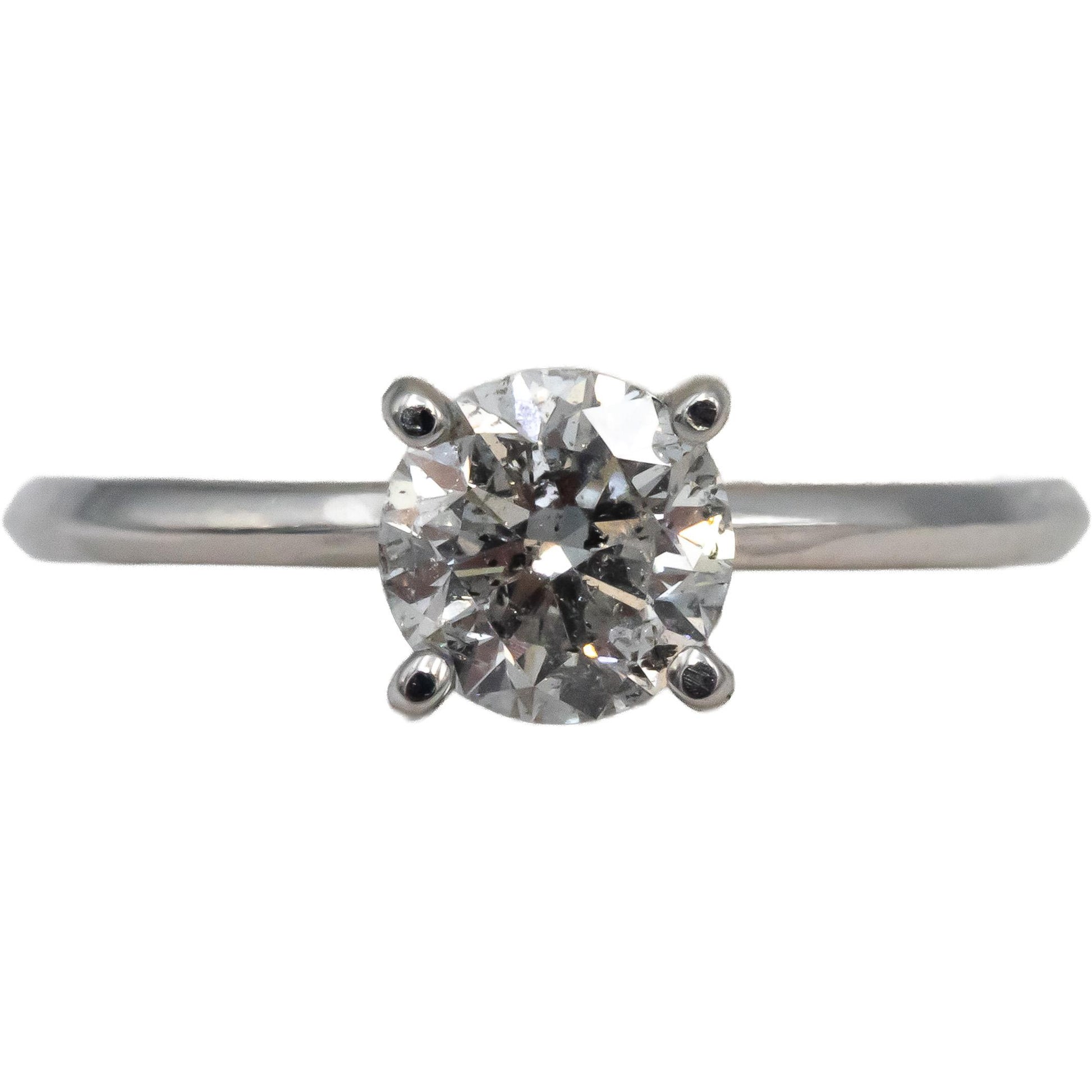 14k White Gold Round Diamond Solitaire Engagement Ring 1.01CT Size 5.5