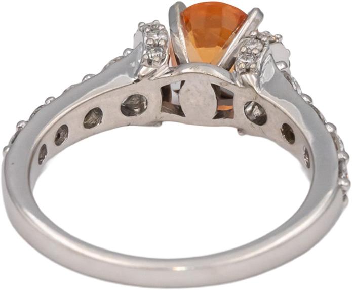 14k White Gold Orange Garnet & Diamond Cocktail Ring 2.54CT Size 7