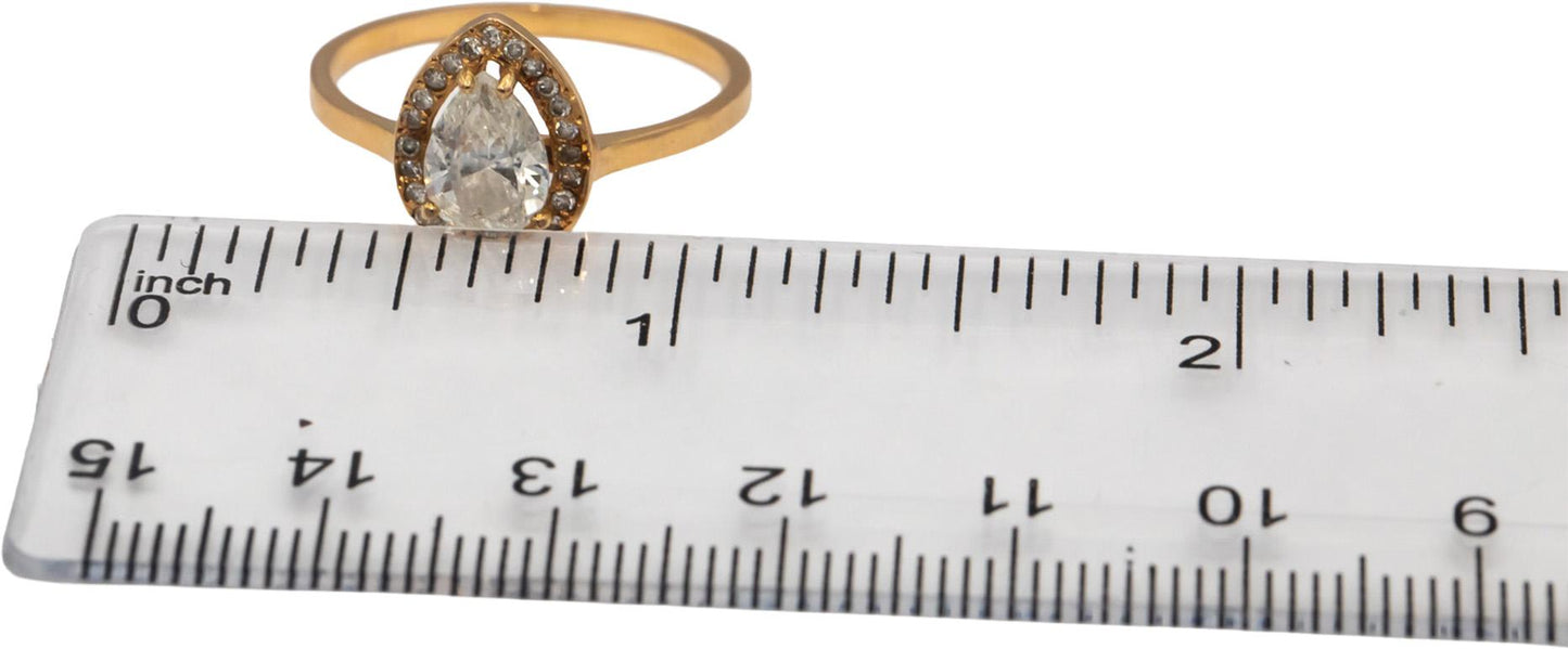 14k Yellow Gold Pear & Round Diamond Halo Ring 1.35CT w/ 1.15CT Center Size 9.25