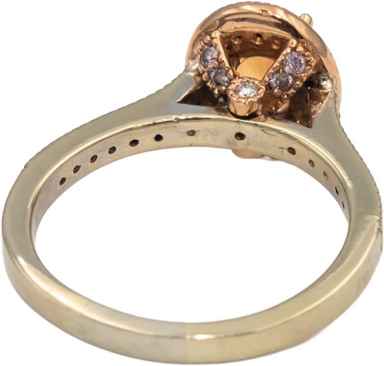 14k White & Rose Gold Orange Garnet & Diamond Halo Ring 2.32CT Size 9