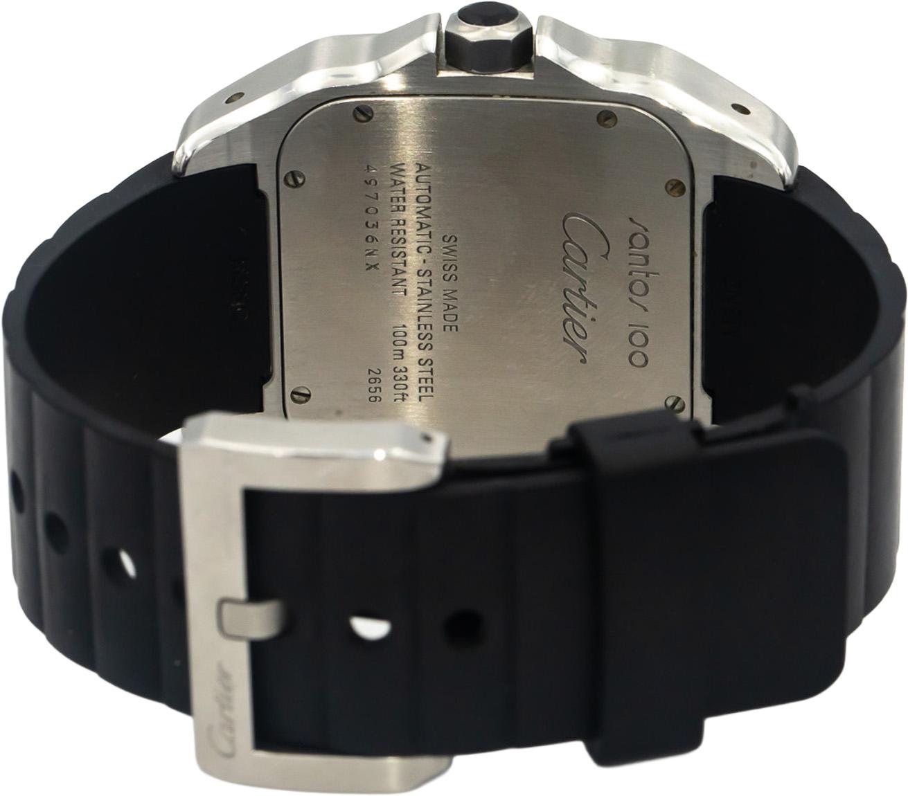 CARTIER Santos 100 Stainless Steel 38mm Rubber 2656 Men's Automatic Watch